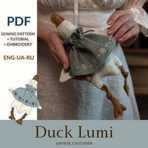 Lumi Duck PDF Pattern and tutorial, DIY Duck Toy, eco toy sewing pattern, stuffed animal pattern, easy pattern