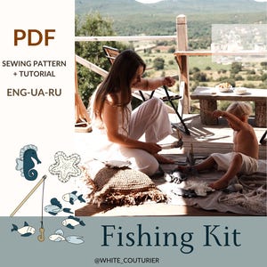 Montessori Fishing Sewing Kit – 5 Fish, Crab with Shell, Seahorse, Starfish Plush Toys + DIY Pattern & Step-by-Step Tutorial PDF