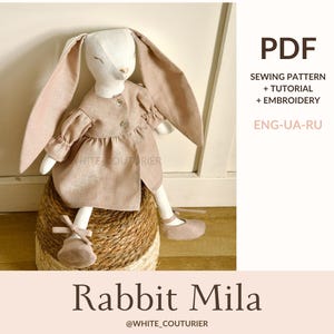 Hase Schnittmuster Nähanleitung 50 cm Leinen Gefüllte Stofftiere, DIY Kaninchen Spielzeug, Häschen PDF, Hase PDF Pattern, Kaninchen PDF