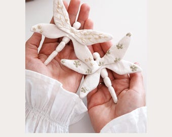 Patrón de pinza para el pelo de libélula / Accesorio de insecto bordado DIY / Tutorial en PDF