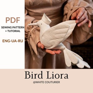Modello e tutorial PDF per il colibrì Liora, modello di cucito per giocattoli ecologici, modello di animale di peluche, modello facile