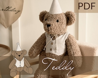 Bear PDF Pattern and tutorial, eco toy sewing pattern, stuffed animal pattern, easy pattern