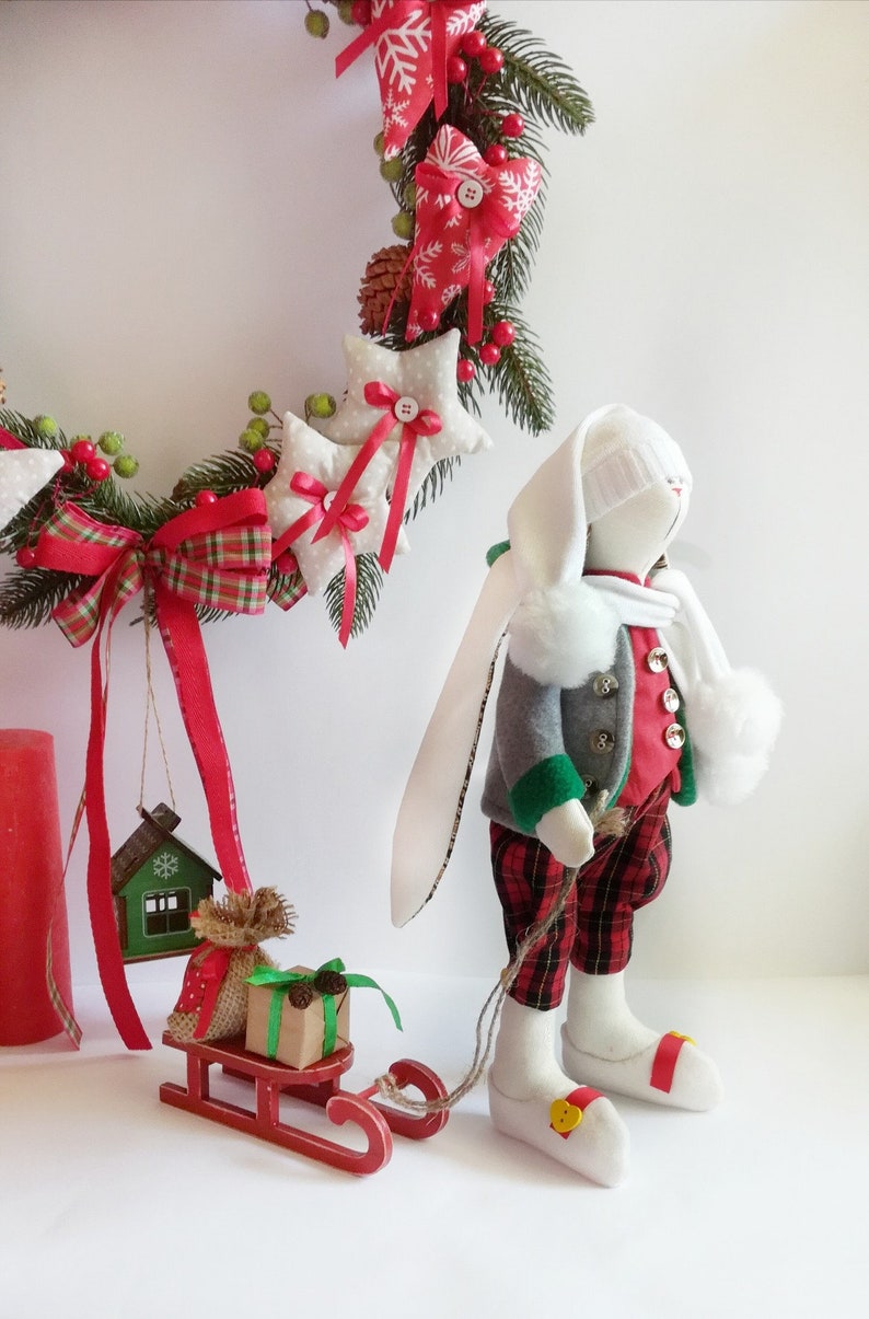 Christmas Bunny Gift/ Rabbit Toy/ Hare With Sleigh/ Animal | Etsy