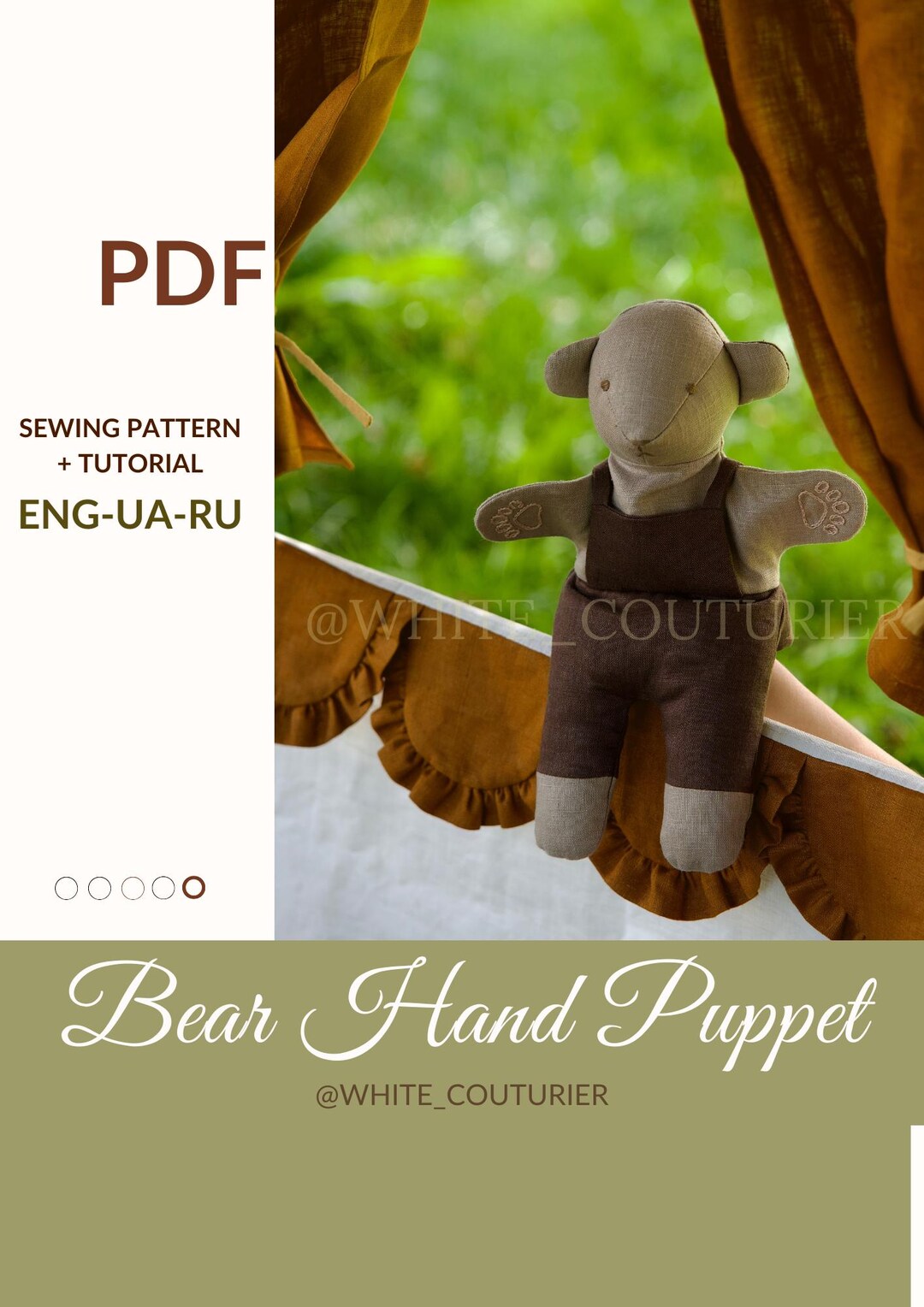 Bear Hand Puppet Sewing Pattern PDF | Stuffed Animal | Step-by-step ...