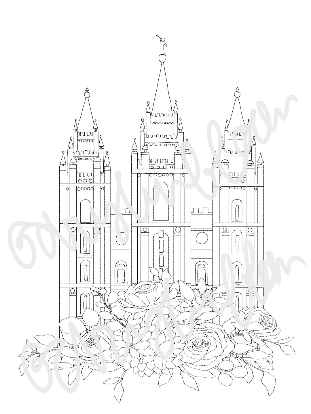 Coloring Page LDS Temple Etsy