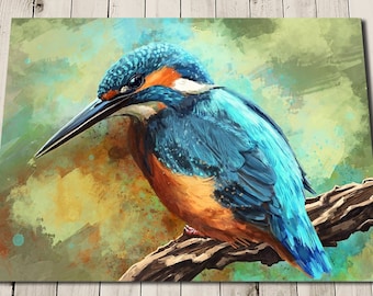 Kingfisher Print - Kingfisher Bird Art - Kingfisher Painting Print - Kingfisher Gift - Bird Lover Gift - Kingfisher Art -British Bird