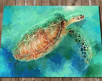 Turtle Print - Tropical Decor - Turtle Painting - Sea Life Prints - Ocean Animal Prints - Nautical Print - Sea Turtle Wall Art Print