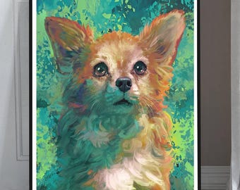 Chihuahua Art Print - Bunter Hund Tier Gemälde - Geschenk für Haustier Besitzer - Handgemalter Künstler Druck