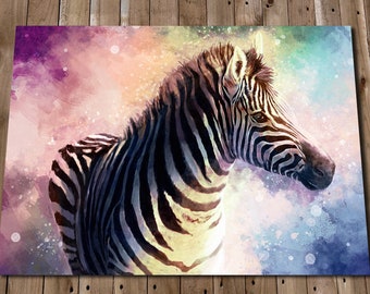 Rainbow Zebra Print - Rainbow Animal Art - Rainbow Art Print - Colourful Animal Wall Art - Zebra Art Print - Zebra Painting Print - Pink