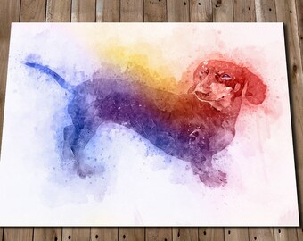 RAINBOW DACHSHUND Print Wall Art  - Sausage Dog Watercolour Gift - Colourful Home Decor - Animal Painting -Dogs - Gift Idea - Housewarming