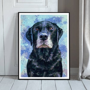 Black Lab Art Print - Labrador Retriever Painting - Black Labrador Gifts  for Owners - Wall Art Print Portrait - Illustration Giclee Print