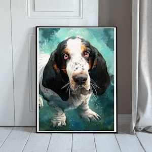 Basset Hound Gift - Dog Art Print - Basset Hound Painting - BROWN or BLACK - Basset Hound Gifts - Birthday Dog Painting Art Print