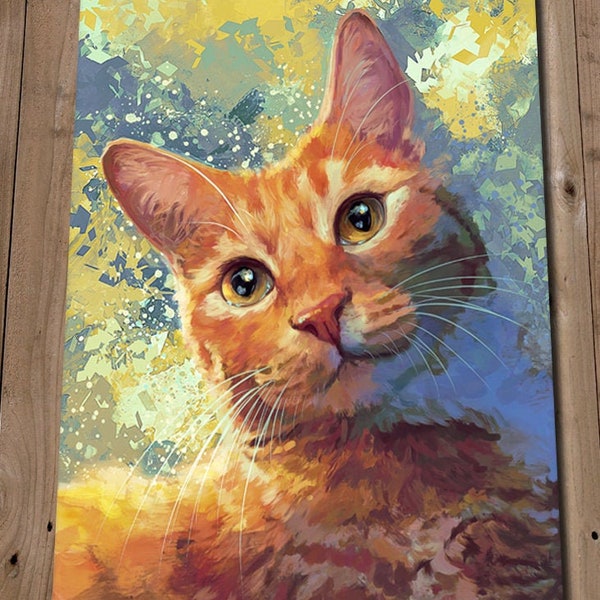 Ginger Cat Art Print - Orange Tabby Art - Independent Artist - Pet Portrait - Cat Lover Art - Cattery Veternarian Wall Art