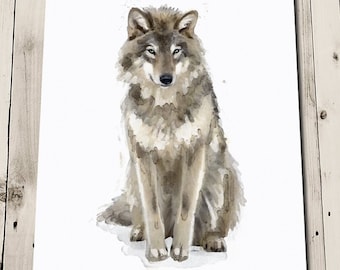 Watercolour Print Animal - Wolf Watercolor - Wolf Wall Art - Watercolour Wolf - Watercolor Prints Wolf - Animal Watercolour Art Prints