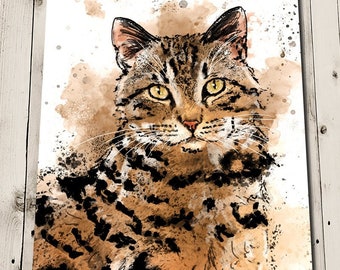 Tabby Cat Art Print - Tabby Cat Painting - Cat Print - Cat Lover Gift - Cat Portrait - Cat Memorial - Cat Decor - Tabby Cats - Cat Painting