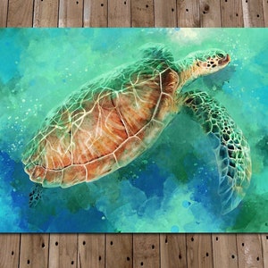 Turtle Print Tropical Decor Turtle Painting Sea Life Prints Ocean ...