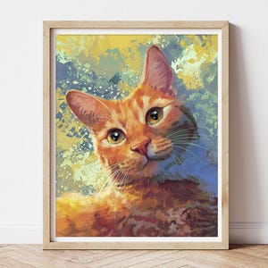 Ginger Cat Art Print - Orange Tabby Art - Independent Artist - Pet Portrait - Cat Lover Art - Cattery Veternarian Wall Art