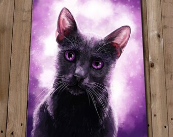 tuxedo cat art print fluffy black and white cat painting etsy
