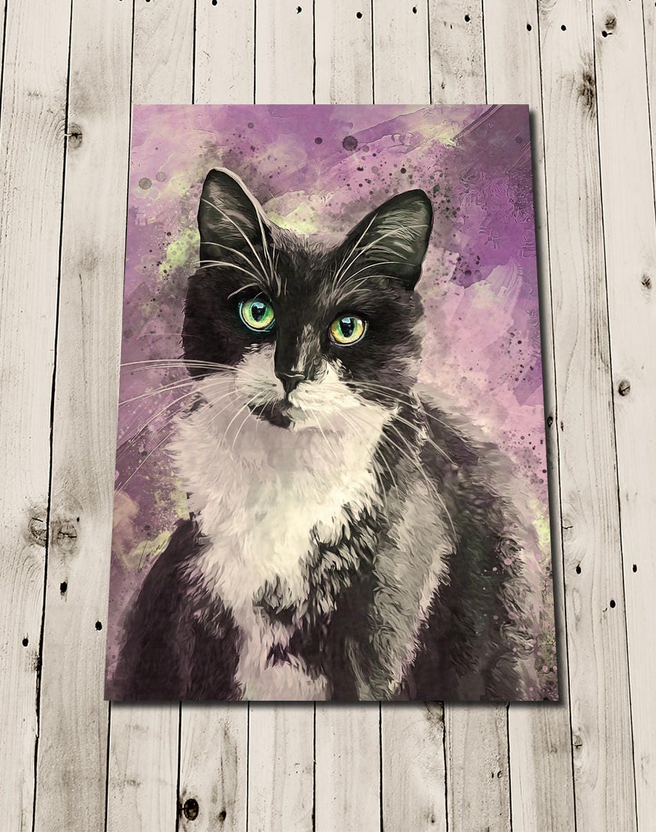 Black and White Cat Print Fine Art Giclee Print Tuxedo Cat Lover Gifts Cat Print