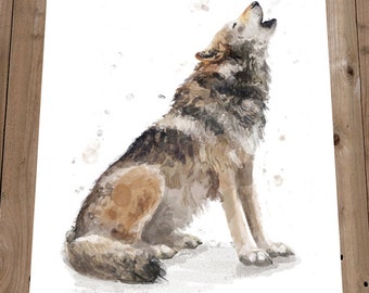 Wolf Print - Wolf Watercolor - Wolf Art - Wolf Painting - Wolf Wall Art - Wolf Decor - Wolf Nursery Woodland Watercolour Woodland Art