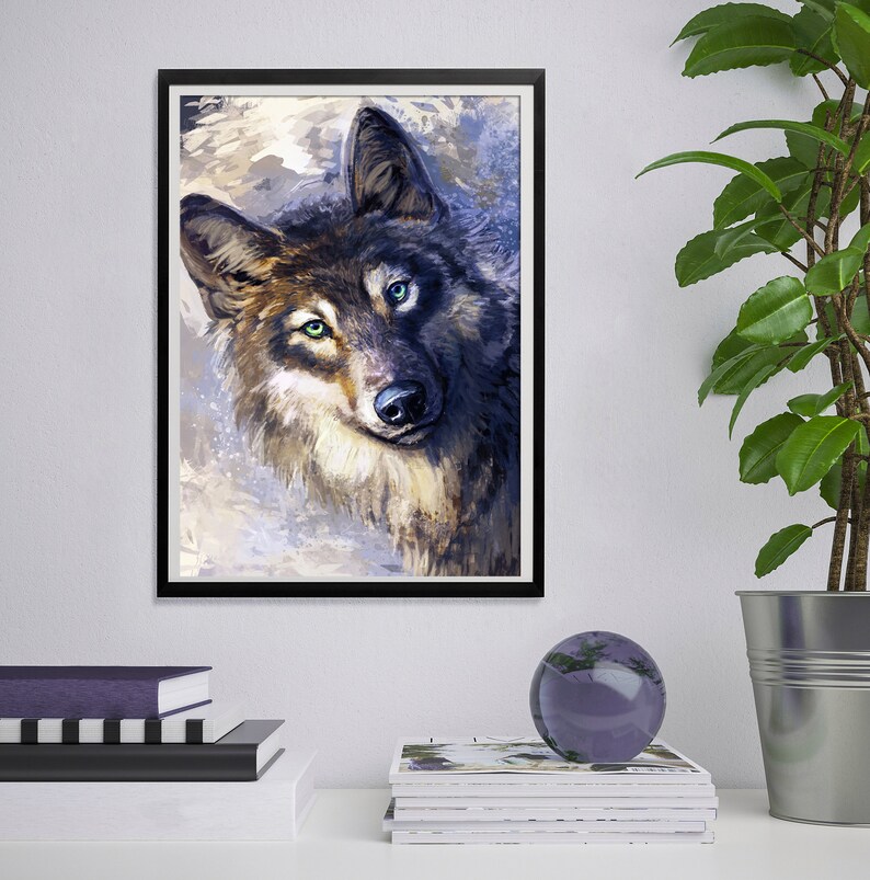 WOLF Wall Art Print Poster Wall Decor Wolf Painting Etsy
