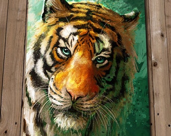 TIGER Väggkonst Poster - Väggdekor - Tigermålning Porträtt - Djur - Naturkonst - Stor Katt - Gåva - Safaridjur - Tigertryck