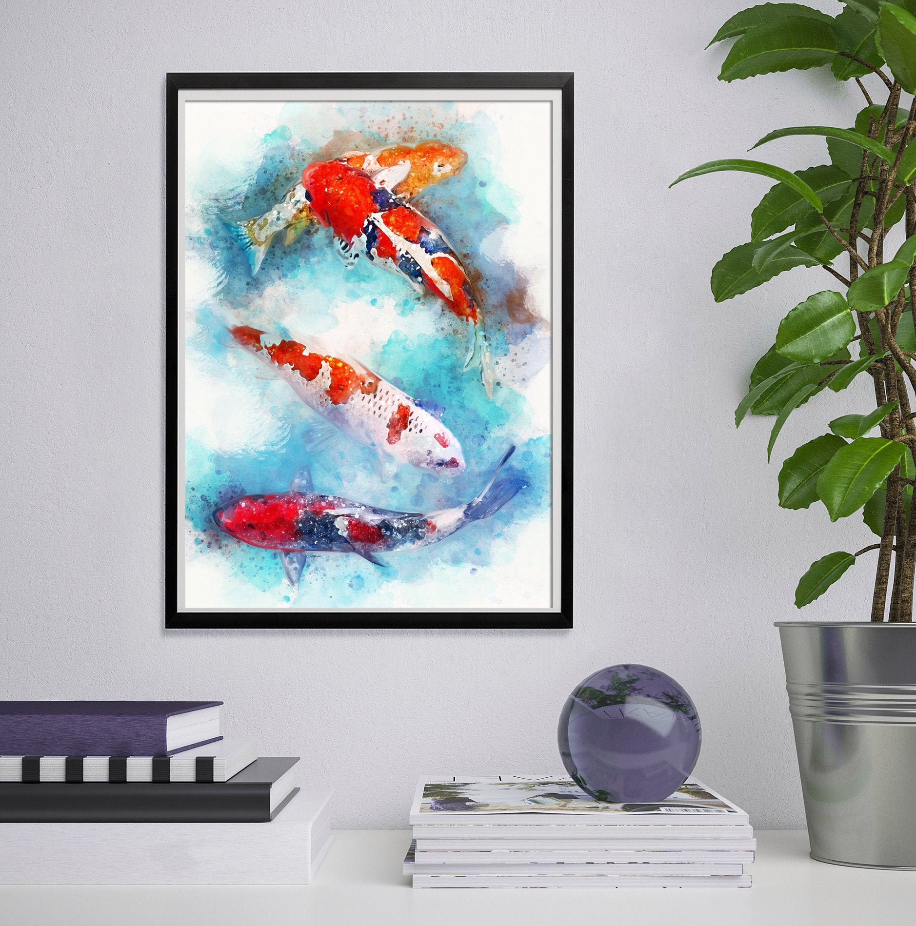 Japanese Koi Fish Pond Large Framed Art Print Wall Poster 18x24 inch 