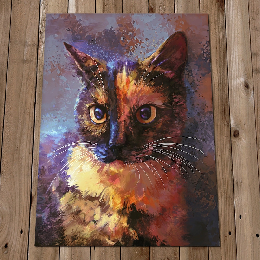 Tortie Painting Print Tortoiseshell Cat Art Cat Lover Gifts