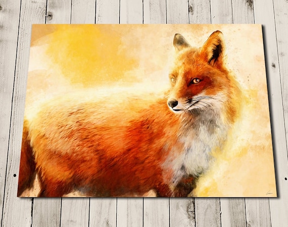 FOX Print - Orange Wall Art - Fox Painting - Fox Picture - Orange Decor - Orange Wall Art - Fox Art - Animal Art Painting Print - Vixen