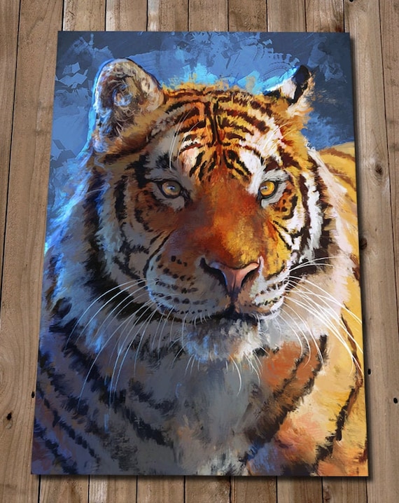 Tiger Art Print - Tiger Print - Blue - Big Cat Painting - Tiger Picture Illustration - Tiger Abstract Art - Gift for Tiger Lover