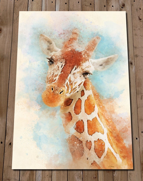 Giraffe Head Print Wall Art Watercolour Painting Gift Idea Etsy