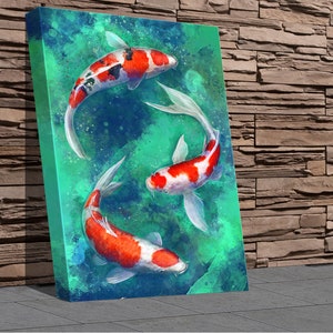 Koi Canvas Art - Zen Canvas - Koi Carp Wall Art- Koi Canvas Pictures - Relaxing Canvas Prints - Japanese Art Canvas - Japan Koi Art Canvas