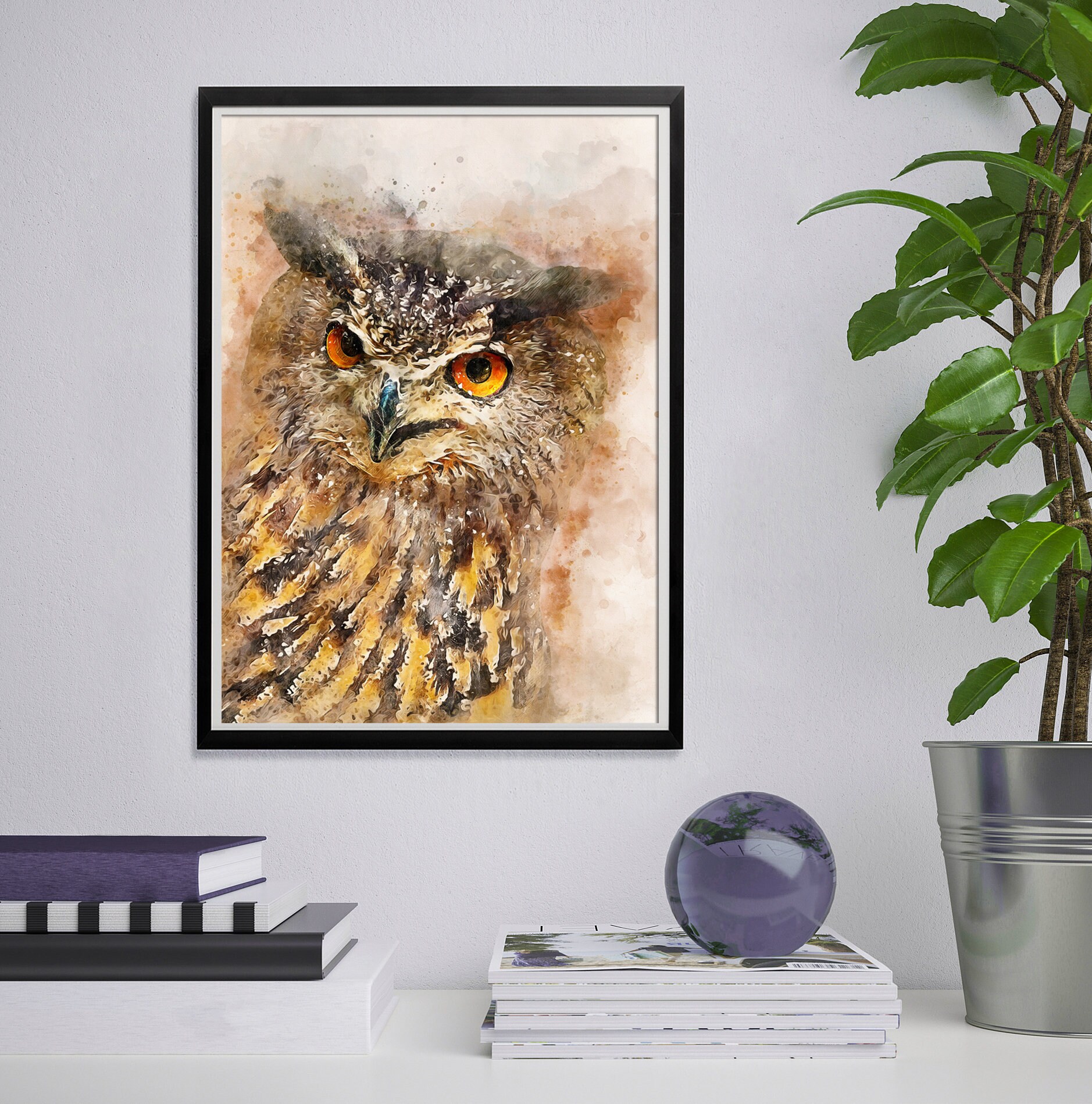 OWL Gifts Eagle Owl Art Owl Gift for Man Owl Home Decor - Etsy UK