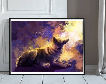Wolf Painting - Wolf Pictures - Abstract Wolf Art - Wolf Artwork Print - Black Wolf - Wolfprint -  Wolf Illustration - Fantasy Wolf Art