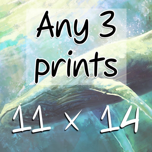 11 x 14 Inch Print - 11x14 Art Prints - Choose Any 3 Original Art Prints - Mix and Match Wall Art - Print Bundle for Gifts - Wall Art Set