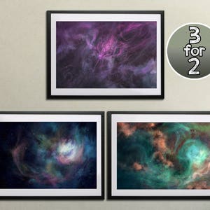 Space Prints - Wall Art Set of 3 - Space Poster - Art Print Set - 3 for 2 - Space Wall Art - Nebula Art - Nebula Print - Nebula in Print