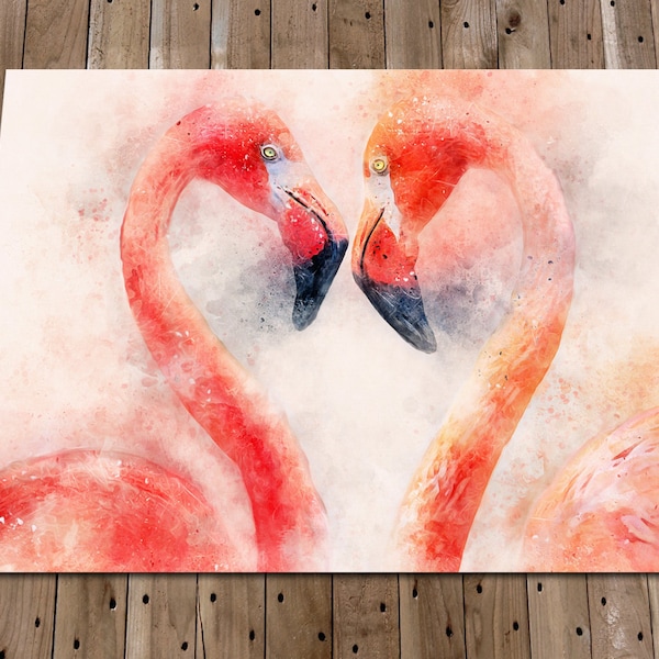 Housewarming Gift - Flamingo Print - Housewarming Art - Flamingo Heart - New Home Present - Home Wall Art - Flamingo Painting Print