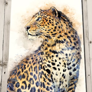 Leopard Print Wall Art - African Animal Art - Safari Art - Jungle Print - Big Cat Realistic Art - Jungle Illustration - Watercolour Style