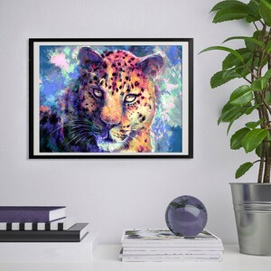 Purple Leopard Art Print - Abstract Animal Art - Wildlife Artist - Colorful Animal Art Print - Animal Poster Picture - Big Cat Art Print image 4