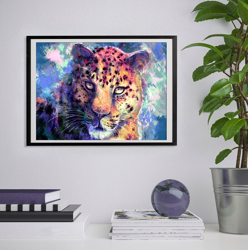 Purple Leopard Art Print - Abstract Animal Art - Wildlife Artist - Colorful Animal Art Print - Animal Poster Picture - Big Cat Art Print image 4