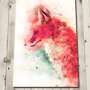 Fox Print Painting Wall Art - Fox Watercolor Art Print - Unique Animal Decor - Portrait Gift - Animal Lover - Bright Vivid Watercolour Art