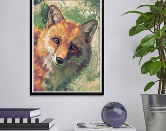 Wildlife,Animal,Art Card Gift Watercolour wall Print Fox,Sale,Original 