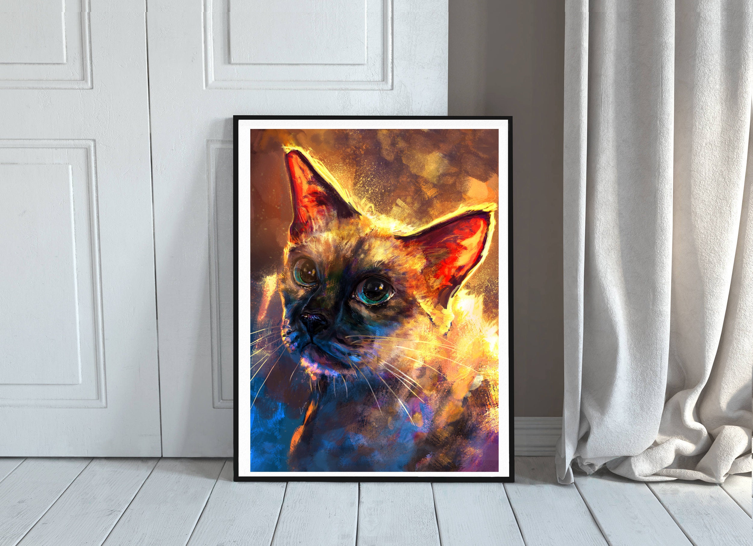 Siamese Cat Art Print Cat Painting Print Cat Loer Gift Etsy
