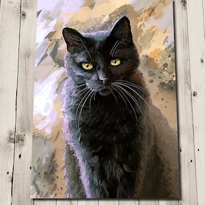 Black Cat Print - Cat Lover Gift - Black Cat Art - Home Decor Wall Art - Illustration Poster - Kitten Pet Art - Cat Wall Art