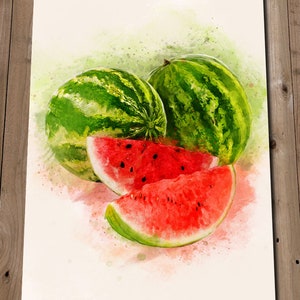 Watermelon Art Print - Kitchen Wall Art - Fruit Print - Watermelon Painting - Watermelon Watercolor Style - Kitchen Art - Kitchen Prints