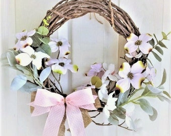 Dogwood wreath, Pink Dogwood decor, Grapevine Blossom wreath, Spring and Summer wreath, Rustic Floral wreath for door, Front door decor