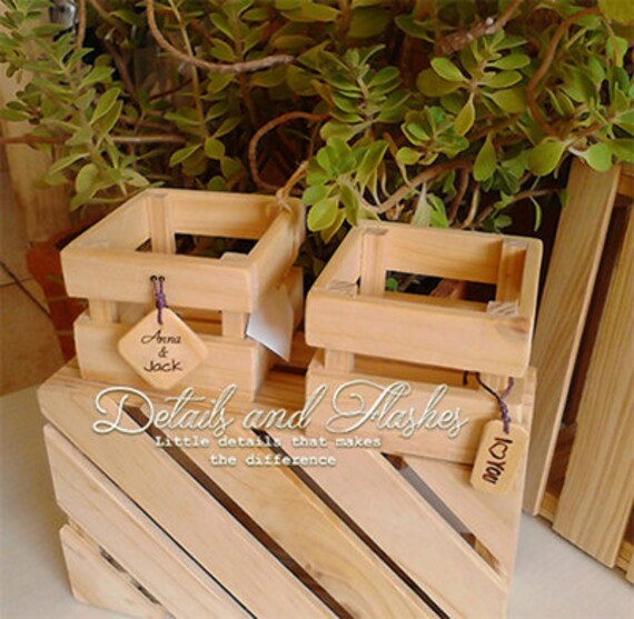 Six Rustic Wedding Centerpieces Wooden Crates Boxes Image 0