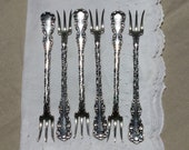Antique Whiting Sterling Silver Set of 6 Louis XV Pattern Pickle Lemon Forks