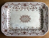 Antique Ironstone Platter T R Boote Tournay Brown Transferware