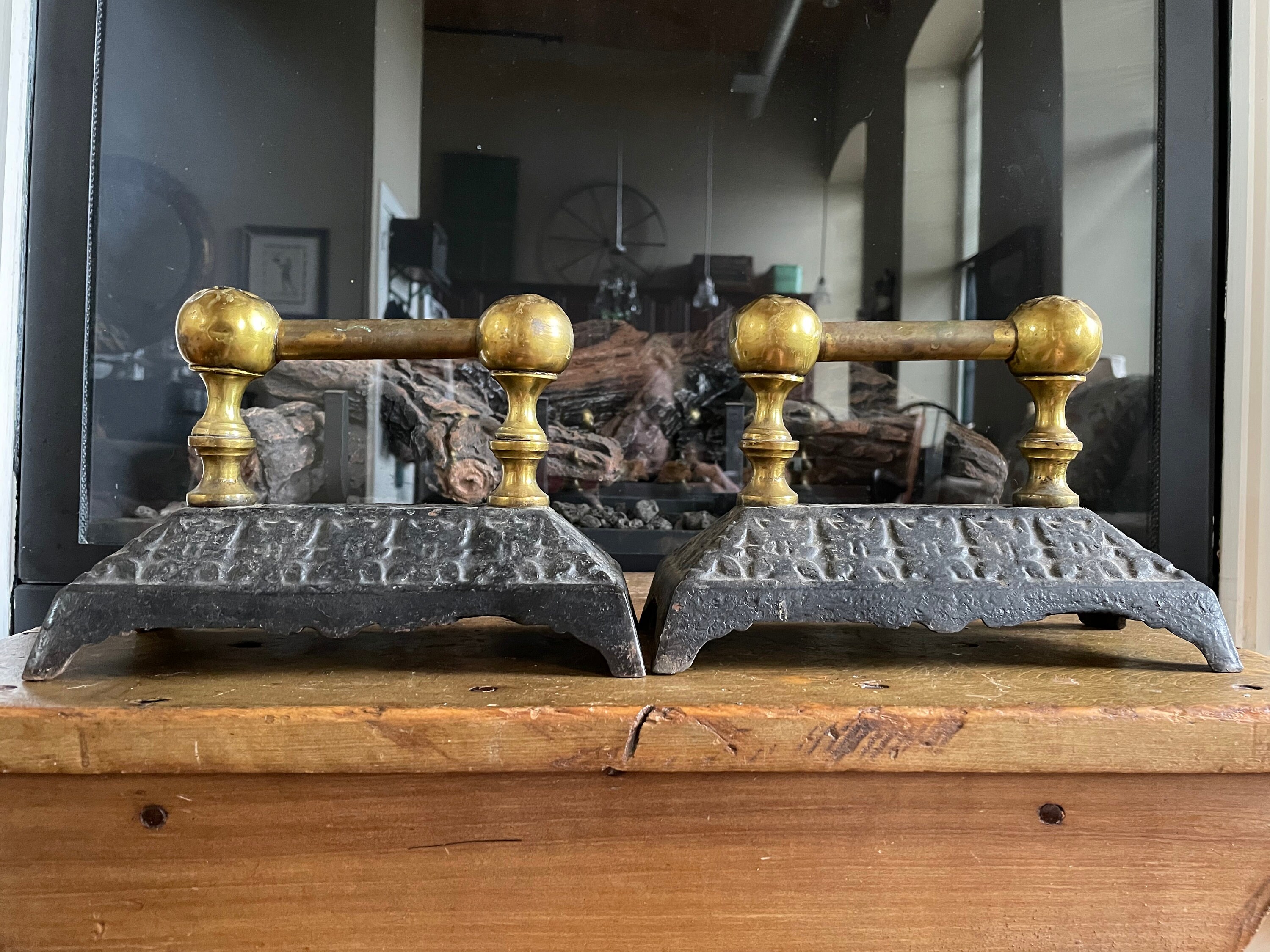 Antique Victorian Fire Dog Set Fire Place Tool Rest Etsy